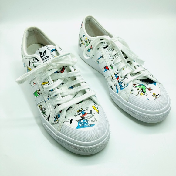 Adidas Originals Nizza x Disney Sport Goofy White Sneakers - Picture 2 of 16